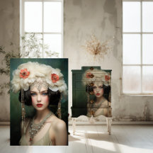 1920's Flapper, Versierde Dame, Portret Kunst