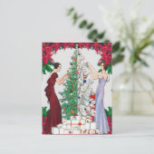  1920s Flapper Vrouwen Decoreren Xmas Tree Feestdagenkaart (Staand voorkant)