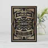 1920's Gatsby Typografie New Years Eve Party Kaart (Staand voorkant)
