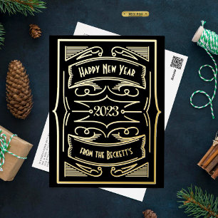 1920's Gatsby Typography New Year Real Folie Feestdagen Briefkaart