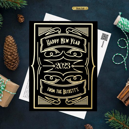 1920's Gatsby Typography New Year Real Folie Feestdagen Briefkaart