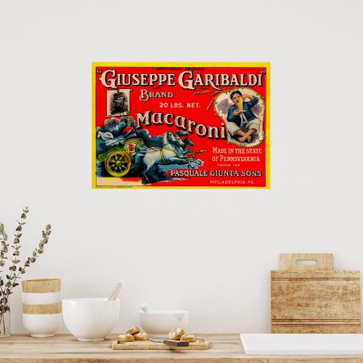 1920s Giuseppe Garibaldi macaroni Poster (Keuken)