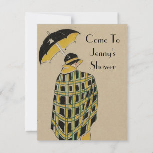 1920's Goud en Zwart Flapper met paraplu Kaart