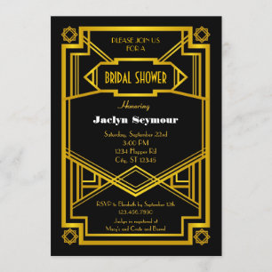 1920s Hollywood Style Bridal Shower Invitation Kaart