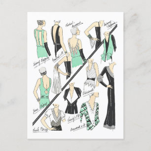 1920s Mode Bord voor kragen en ruggen Briefkaart