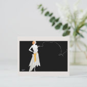 1920s mode flapper girl tekening briefkaart (Staand voorkant)