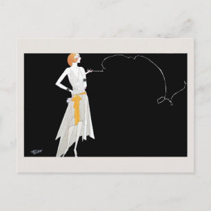 1920s mode flapper girl tekening briefkaart