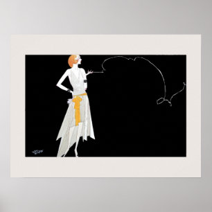 1920s mode flapper girl tekening poster