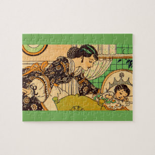 1920s mooie moeder en baby legpuzzel