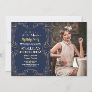 1920's Murder Mystery Verjaardag Dinner Party Foto Kaart