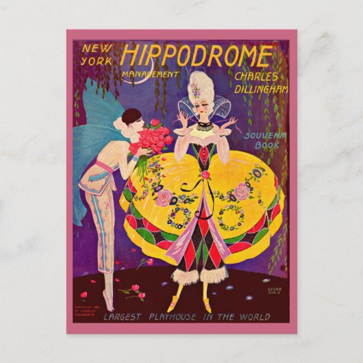 1920s New York Hippodrome-programma cover Briefkaart (Voorkant)