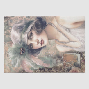 1920's Parfum Flapper Meisje Art Deco Tissuepapier