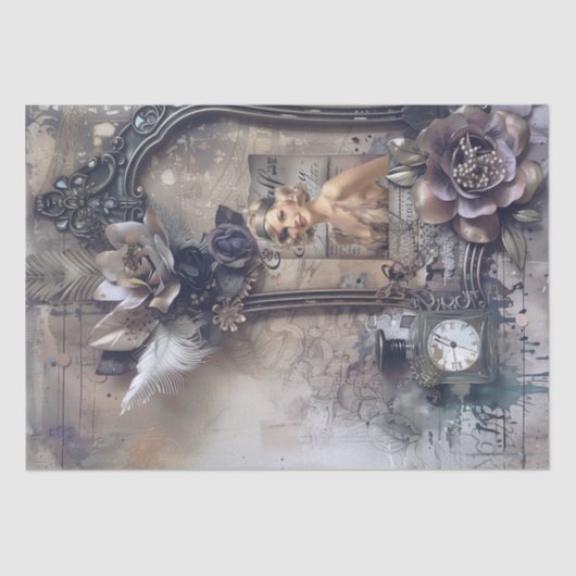 1920's Parfum Flapper Meisje Art Deco Tissuepapier (Voorkant)