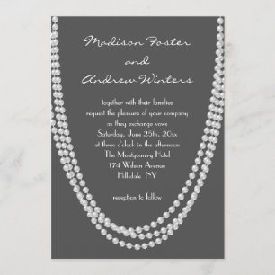 1920's Pearl bruiloft uitnodiging - grijs