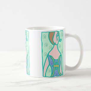 1920s Pisces-vrouw met symbool paars groen Koffiemok