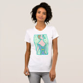 1920s Pisces-vrouw met symbool paars groen T-shirt (Voorkant volledig)