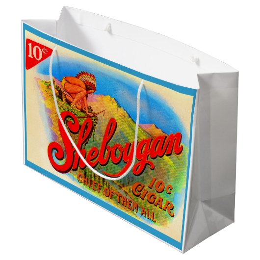 1920s Sheboygan-sigarenetiket Groot Cadeauzakje (Achterkant Gekanteld)