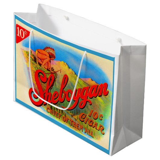1920s Sheboygan-sigarenetiket Groot Cadeauzakje (Voorkant Gekanteld)