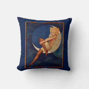 1920s-slang en mooie vrouw op de maan kussen