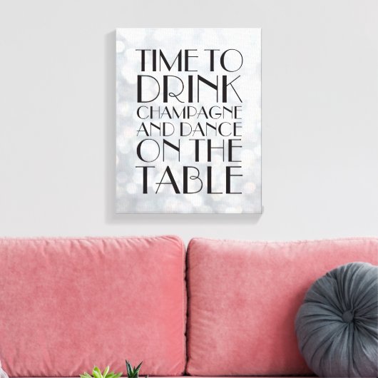 1920's Tijd om te Drinken Champagne Canvas zilver (Insitu (Woonkamer))