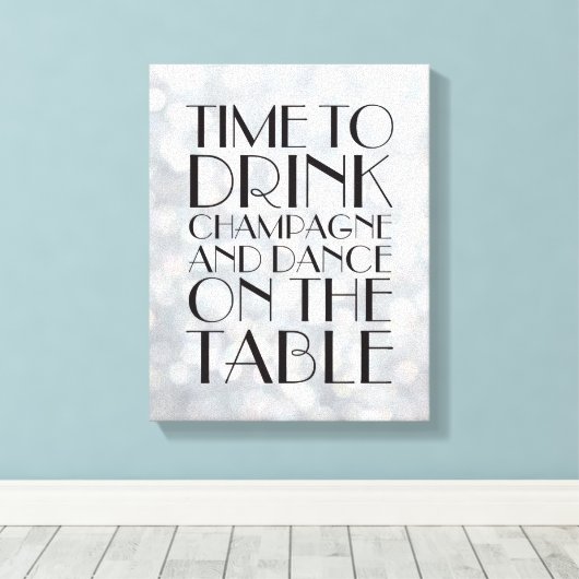 1920's Tijd om te Drinken Champagne Canvas zilver (Insitu (Houten vloer))