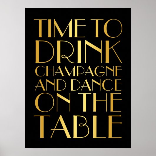 1920's Time to Drink Champagne Poster or (Devant)