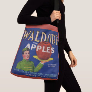 1920s Waldorf Appels krat label print Crossbody Tas