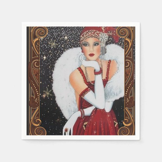  1920s Winter Flapper Vrouw Servet (Voorkant)