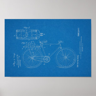 1922  blauwdruk voor fietspatronen afdrukken poster