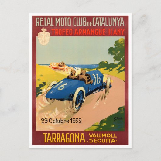 1922 Grote Prijs  race Tarragona Briefkaart (Voorkant)