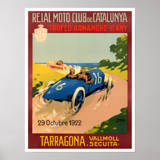 1922 Grote Prijs  race Tarragona Poster (Voorkant)