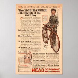 1922  jongens - Ranger Bicycle & Art Poster
