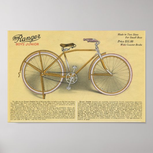 1923 Boys Junior Ranger Bicycle en Art Poster (Voorkant)