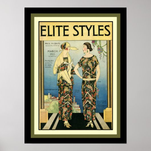 1923 Elite Styles Art Déco Mode Imprimer 12 x 16 (Devant)