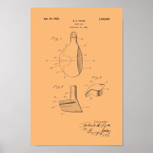 1923  Golf Club Patent Art Print (Voorkant)
