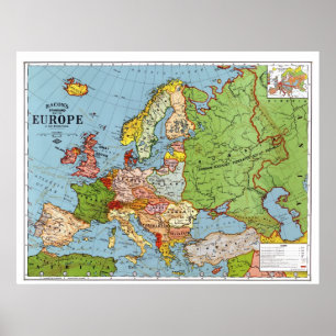 1923 Kaart van Europa Poster