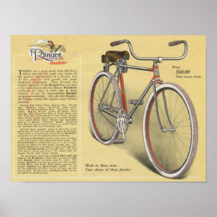 1923  Ranger Roadster-fietser en kunstartikel Post Poster