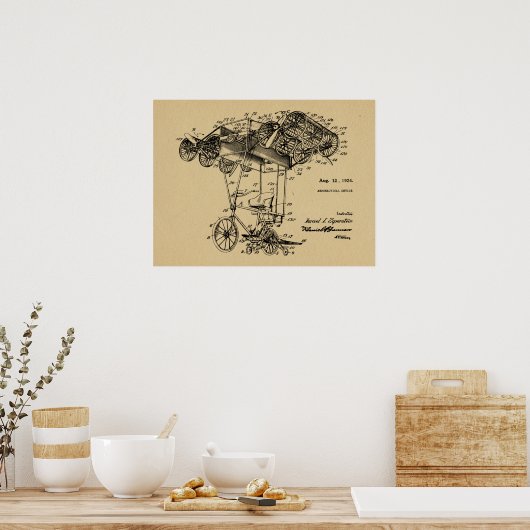 1924 Flying Bicycle Airplane Patent Drawing Print (Keuken)