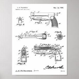 1924 Knife Kunsttekening Pistool Patent Poster