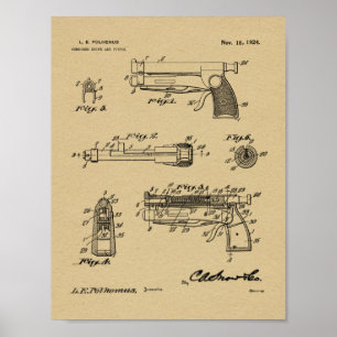 1924 Knife Kunsttekening Pistool Patent Poster