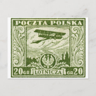 1925 20gr Poolse Airmail Stamp Briefkaart