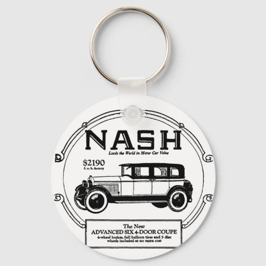 1925 Nash Automobile Advertisement Sleutelhanger (Voorkant)