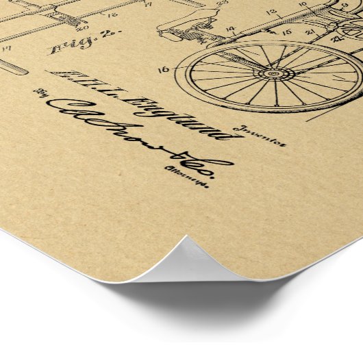 1925 Tricycle Patent Art-afdrukken Poster (Hoek)