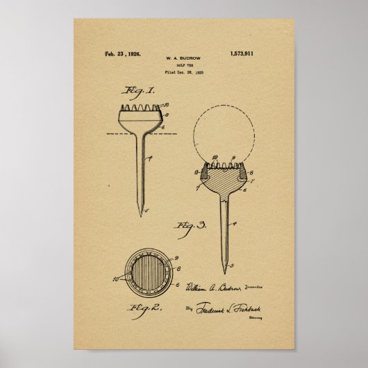 1926 Golf Ball T-shirt Patent Art Print (Voorkant)