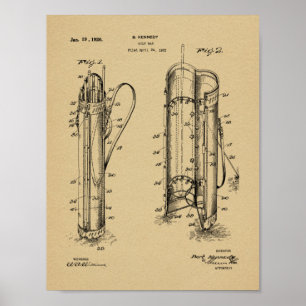1926 Golf Club Caddy Bag Design Patent Art Print