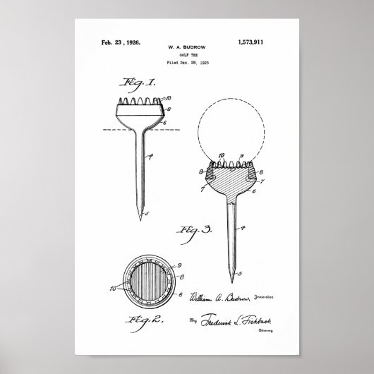 1926 Golf T-shirt Patent Art Print (Voorkant)