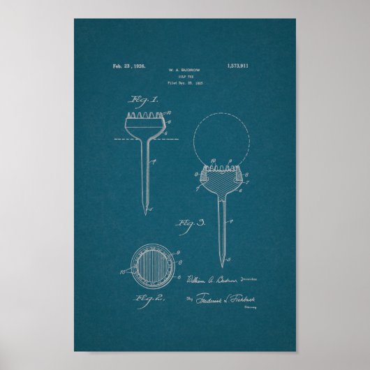 1926 Golf T-shirt Patent Blueprint Art Print (Voorkant)