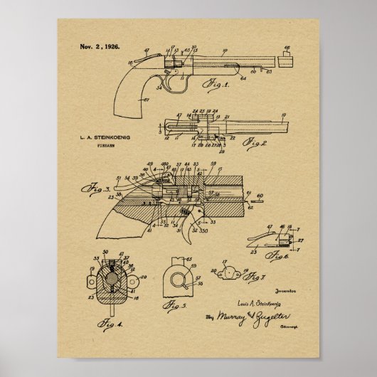 1926  Pistool Kunsttekentekening  Poster (Voorkant)