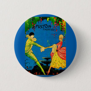 1927 Het Fulton Theater-programma dekt kunst Ronde Button 5,7 Cm
