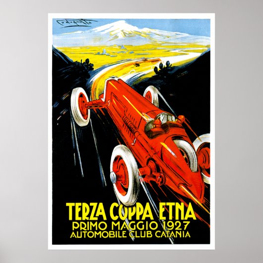 1927 Terza Coppa Etna Auto Road Rally Ad Poster (Voorkant)